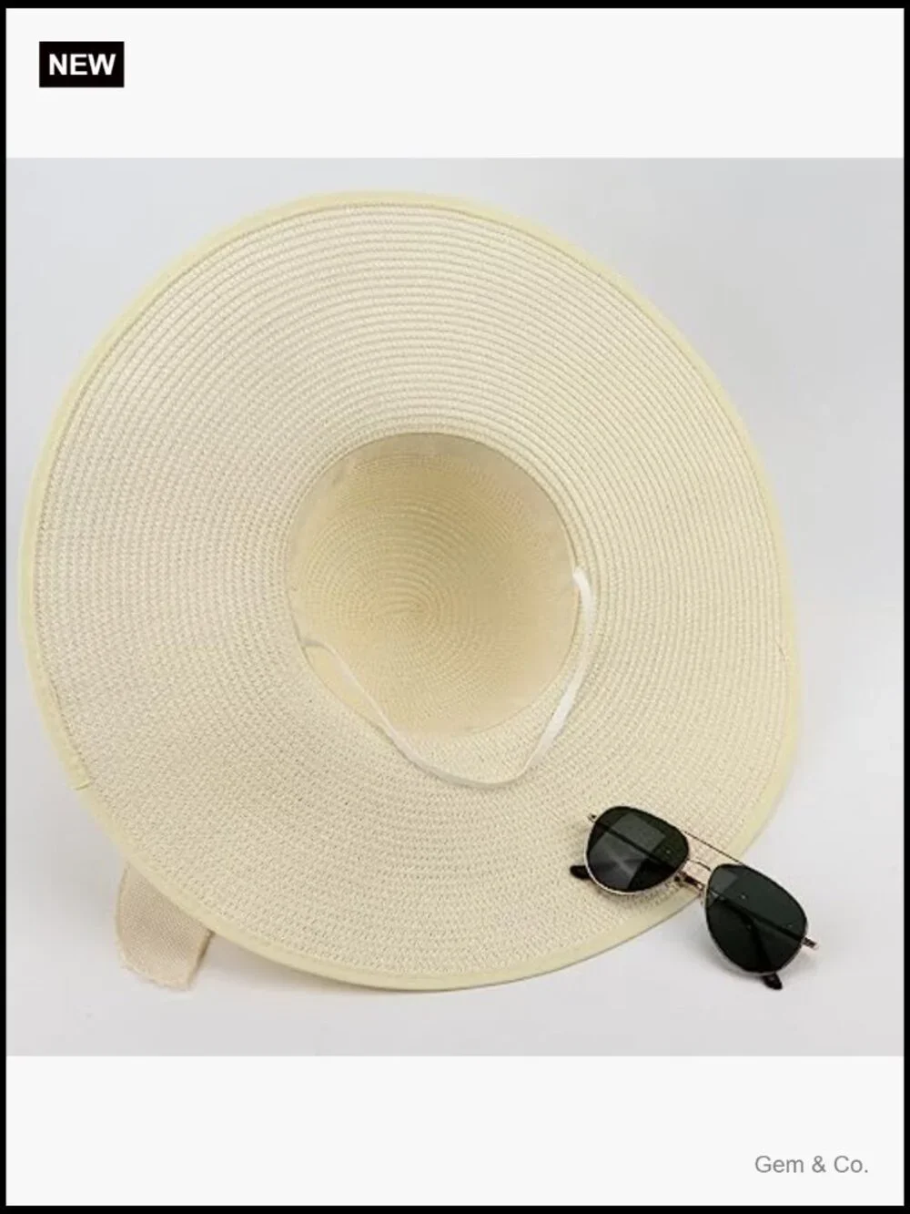 Wide Brim Floppy Straw Sun Hat - UPF 50+ Foldable Roll Up Style